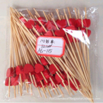 Disposable Conventional Cheap Bamboo Fruit Pick with Red Aple Pattern